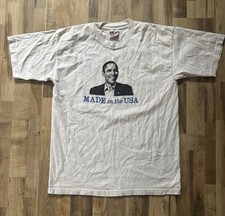 Bayside Heavyweight Double-Sided Barack Obama Made in USA White Men’s L Tee