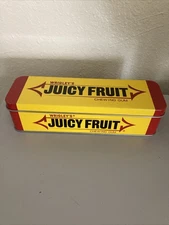 Wrigley's Juicy Fruit Advertising Chewing Gum Candy Storage Tin Empty Container