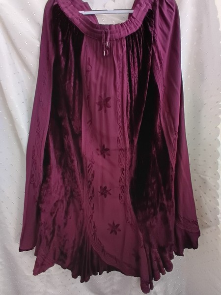 ClubHouse Women Purple Solid Drawstring Peasant Skirt Relaxed Fit One Size