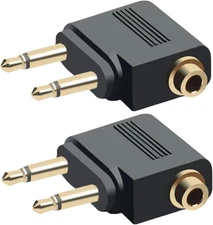 2-Pack Airplane Headphone Adapter, Dual 3.5Mm Male to 3.5Mm Female Gold Plated F
