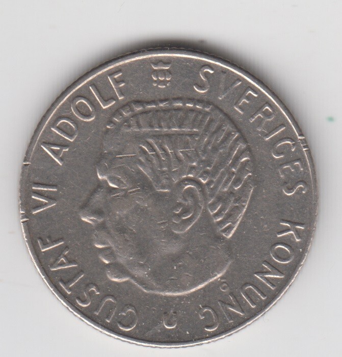 Sweden 1973. 1 Krona. Gustaf VI Adolf, King of Sweden. Coat of arms KM# 826a. XF