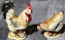 Vintage Enesco  Ceramic Hen and Rooster, Chicken Figurine Sculpture Japan W5