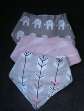 Kaydee Baby Infant Girl Bandana Bibs Set of Three Assorted Prints NEW