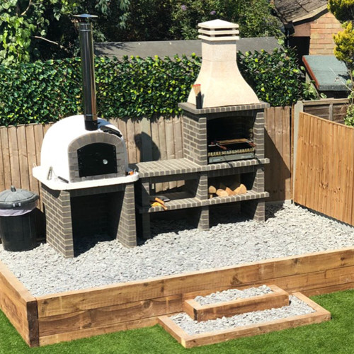 Grey brick masonry Mediterranean BBQ with wood fired pizza oven, 2,66m x  2.5m | eBay