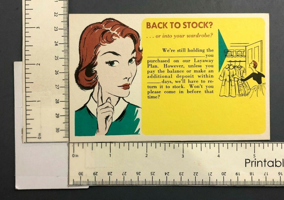 1960s Fashion Clothing Wardrobe Layaway Plan Store Advertising Postcard Vintage eBay