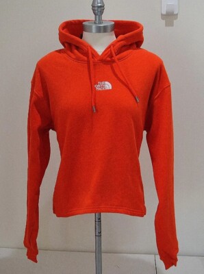 New The North Face Evolution Hi Lo Hoodie Women's Large Fiery Red Orange Crop