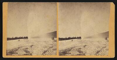 People watching geyser eruption  Old Historic Photo