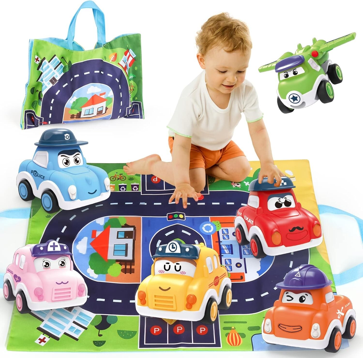 Coches de bebé para niño de 1 año con mini camiones extraíbles y divertidos