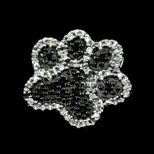 Authentic DOG PAW 18K WHITE GOLD Plated 0.15 CT BLACK SPINEL PENDANT