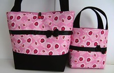 MOTHER AND DAUGHTER PINK LADYBUG MOMMY AND ME HANDBAG PURSE TOTE POCKETBOOK  