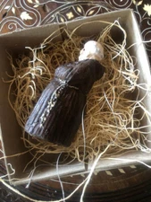 New Dresden Paper Monk Christmas Ornament w Glass Eyes Cloak Cincture w Box 3.5"