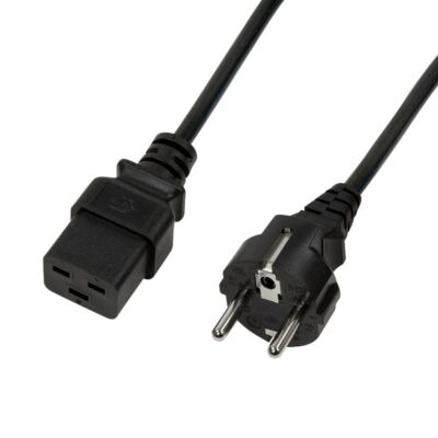Stromkabel C19 - 16A 250V - 1m Schuko auf 3-polige Buchse CEE7/7 zu IEC C19