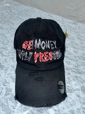 “Get money apply pressure” KB Ethos hat est 2019 nwt black distressed strapback