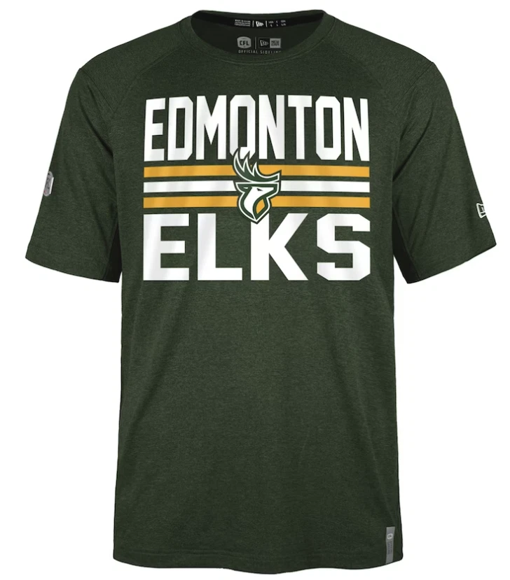 Edmonton Elks New Era Sideline Varsity Performance T-Shirt Green CFL Football - Image 2 of 3