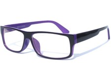 BLACK AND PURPLE FRAME CLEAR LENS POLITE COOL NERD HIPSTER RETRO GLASSES New