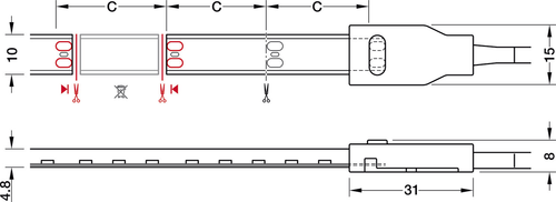 Häfele Loox 833.74.347 LED2063/X/Y/C/B LED-Band 12 V / 4,8 W/m Länge 1,9m 5000K - 第 2/4 張圖片