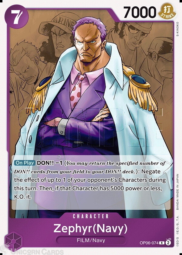 OP06-074 Zephyr (Navy) : Rare One Piece English TCG Card : OP06: Wings Of The Ca