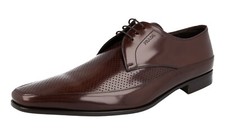 PRADA Leather Pointed Pique Derby Dress Shoes 2EB005 Brown NEW -  US 10 EU 43