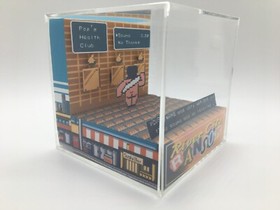 River City Ransom Sauna Customized Text for Gifts! Shadow Box Diorama Cube NES