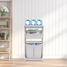 3 Tiers Rolling Cart Kitchen Carts Stand with Storage Shelves Utility Cart White