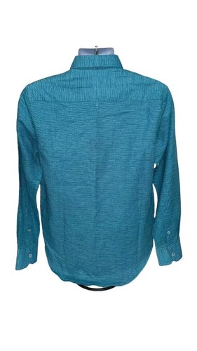 Camisa deportiva Robert Graham para hombre de lino mezcla de algodón turquesa talla pequeña - $198 nueva con etiquetas - Imagen 6 de 8
