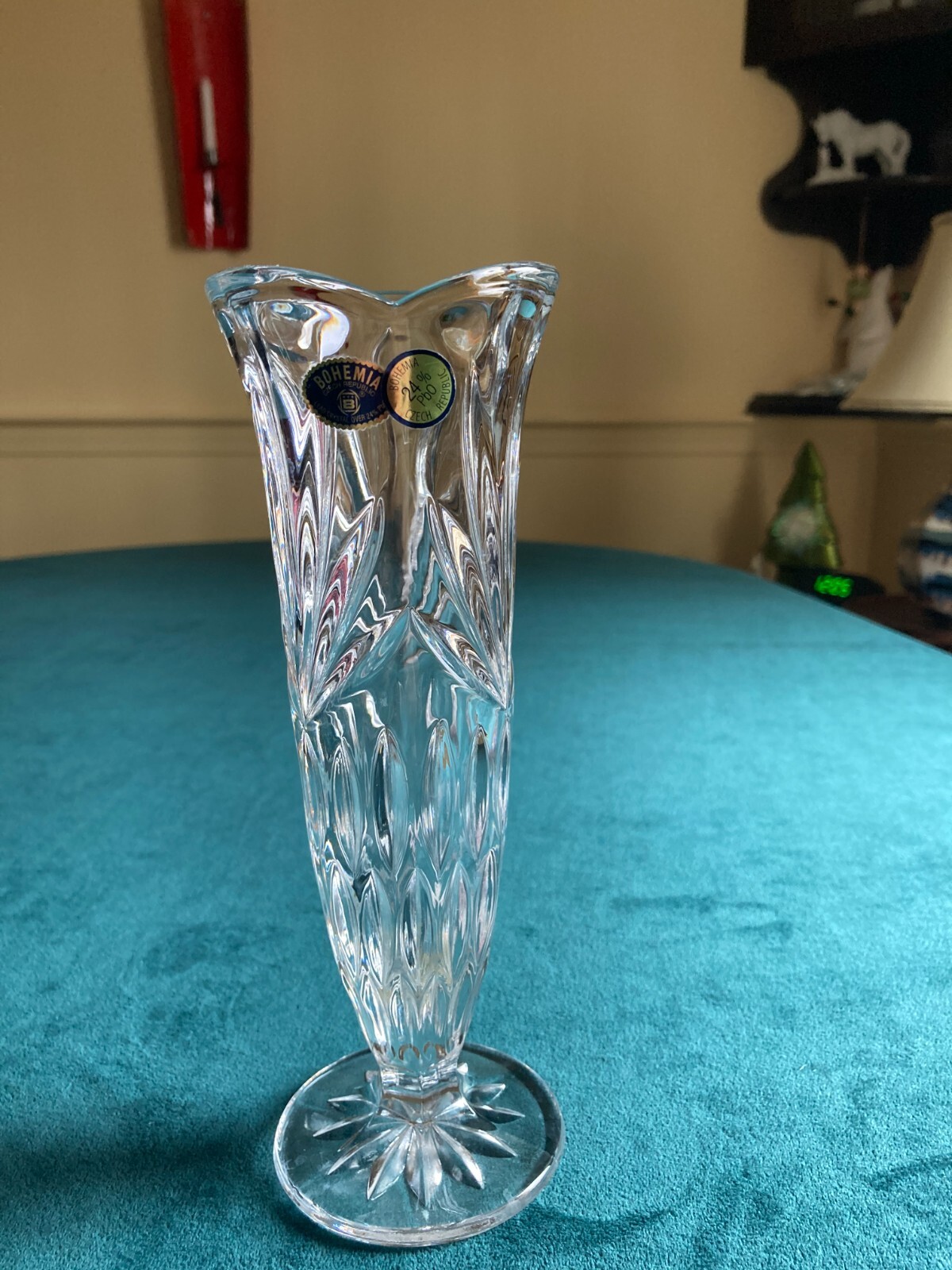Bohemia 24% Lead Crystal Bud Vase 8” Czech Republic