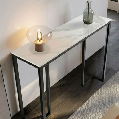Konsolentisch Flurtisch Marmor Beistelltisch Sideboard mit Ablagen Metallgestell