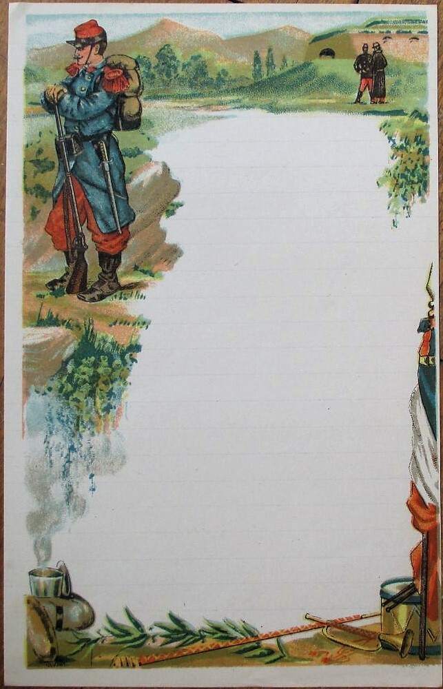 Military Note Papers/Stationary 1900 French Army - Color Litho - 2 | eBay