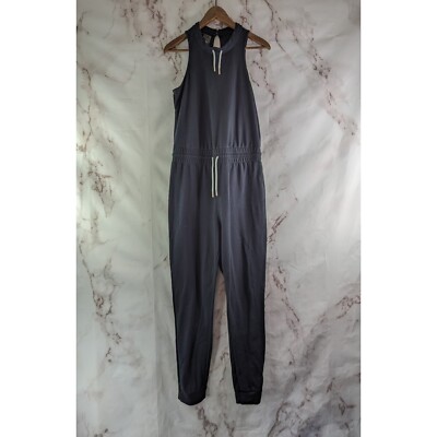Gymshark Jumpsuit Womens Large Black Tank Sleeveless Crop Lounge Solace 