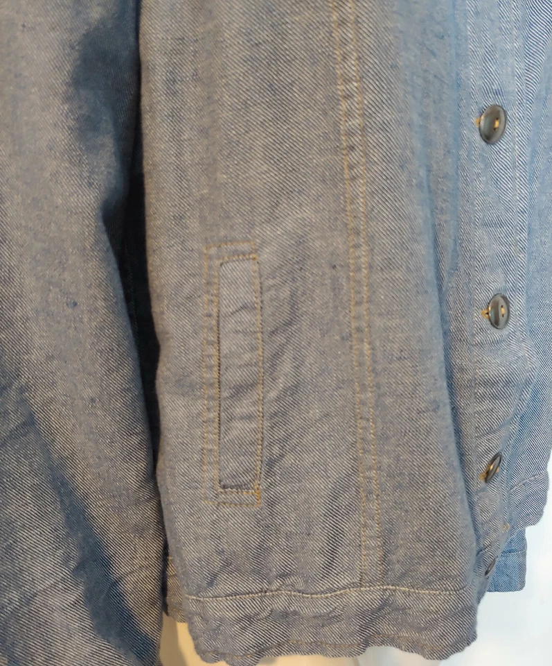 Chaqueta "Jean" FLAX Engelhart Denim Look L 14 16 18 LS Cintura Pestañas Algodón Lino Foto 4 de 4