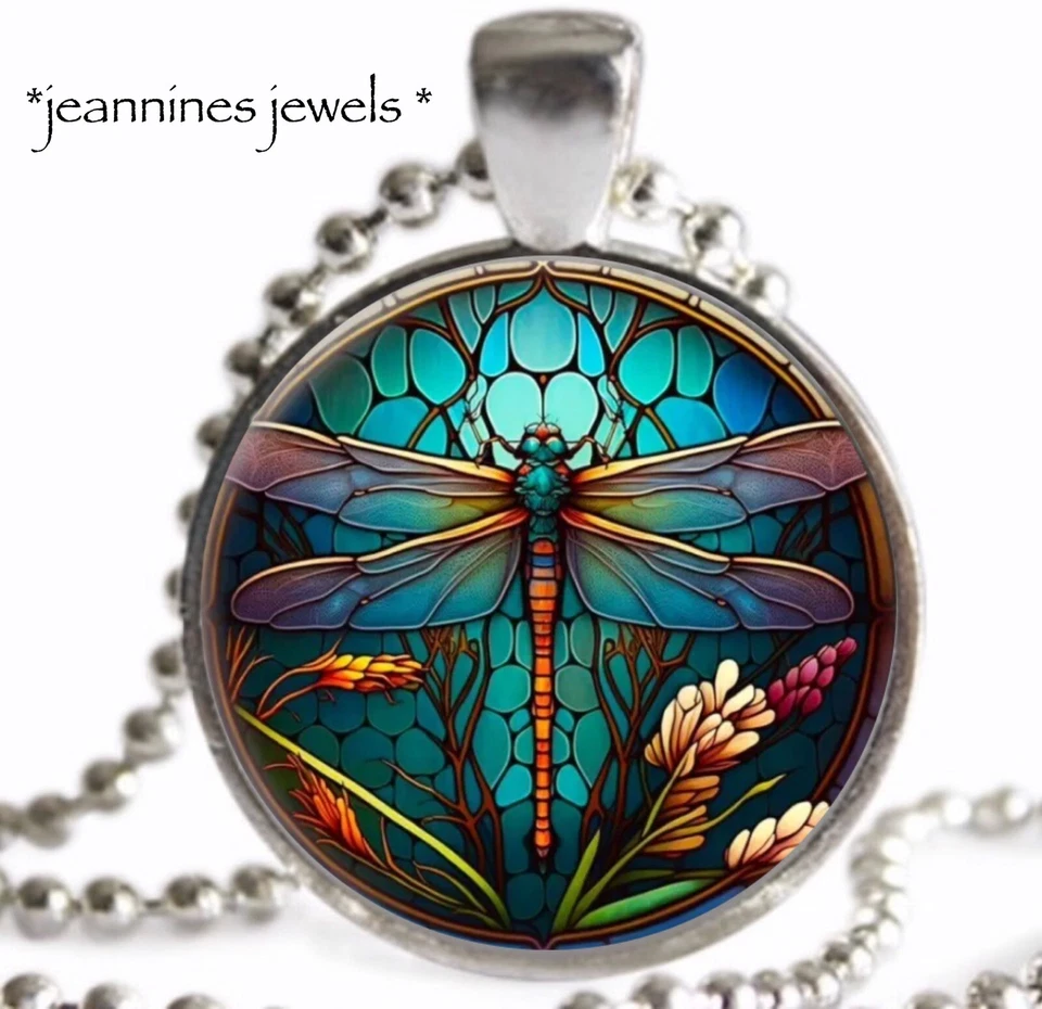 Collar Libélula TEAL Azul Boho Bohemio Art Nouveau Plata Dije Colgante Foto 3 de 4