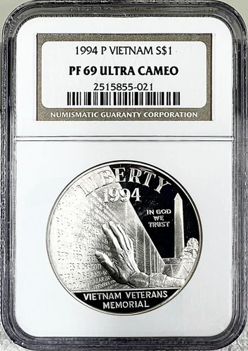 1994 P VIETNAM VETERAN MEMORIAL PROOF SILVER DOLLAR NGC PF69 ULTRA CAMEO