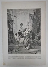 1878 Victorian Art Engraving, Last King of Granada - A. Magnan, Ostritch Riding