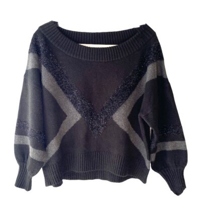 Express Women's Fuzzy Detail W/ Silver Metallic Sweater Size