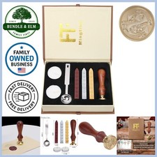 Wax Seal Stamp Kit Antique Style Wooden Handle Brass Seal Letters Gift Set