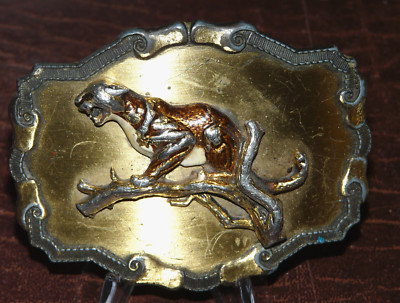 Vintage 1978 Raintree 3D Jaguar Belt Buckle Enameled