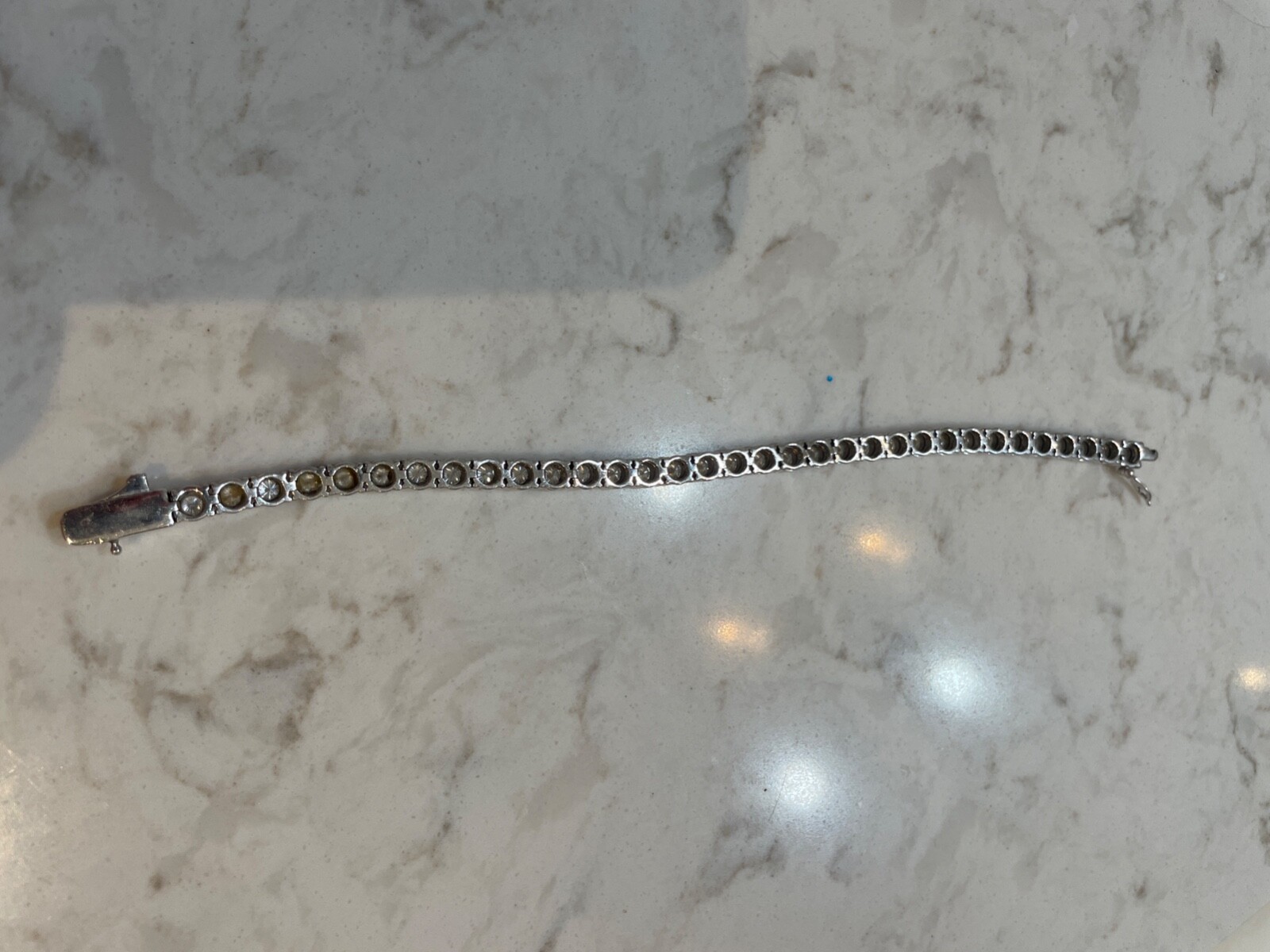 Solid 14K SOLID WHITE GOLD DIAMOND TENNIS BRACELE… - image 4