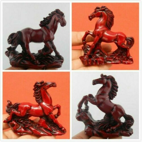 Résine chinoise sculptée cheval statue animaux sculpture argent dessin feng shui - Photo 1/10
