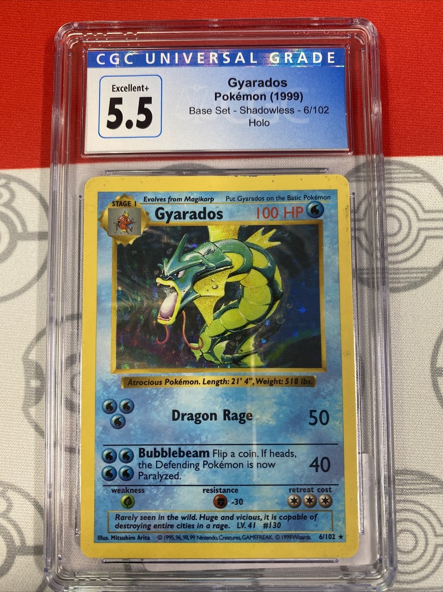 【週末セール】ギャラドス 英語版 旧裏 Gyarados shadow less CGC 5.5 Pokémon TCG Gyarados Base Set 6/102 Holo Shadowless Holo