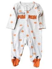 Carters Infant Boys Girls Gray Orange Little Pumpkin Halloween Sleeper