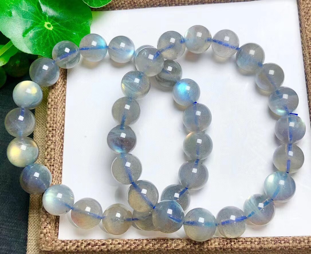 TOP Natural Gray moonshine quartz 10~11mm carved crystal One lap