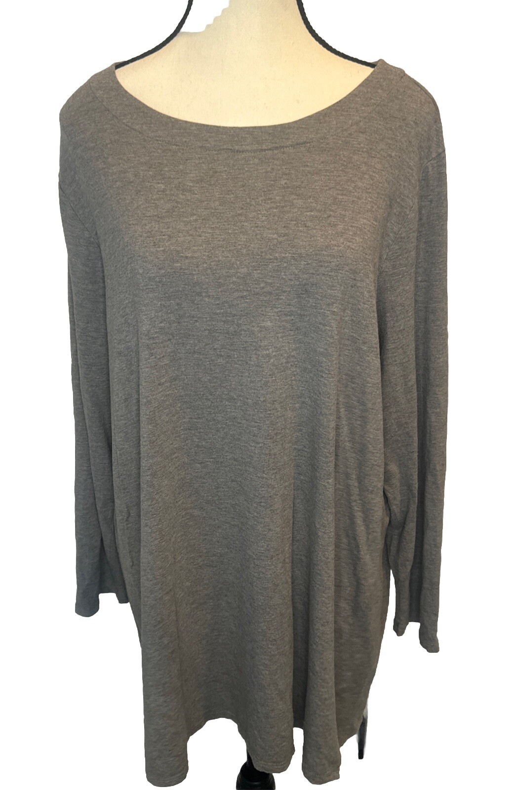 J Jill Gray Luxe Supima Seamless Long Sleeve Knit Tunic Top Size 1X