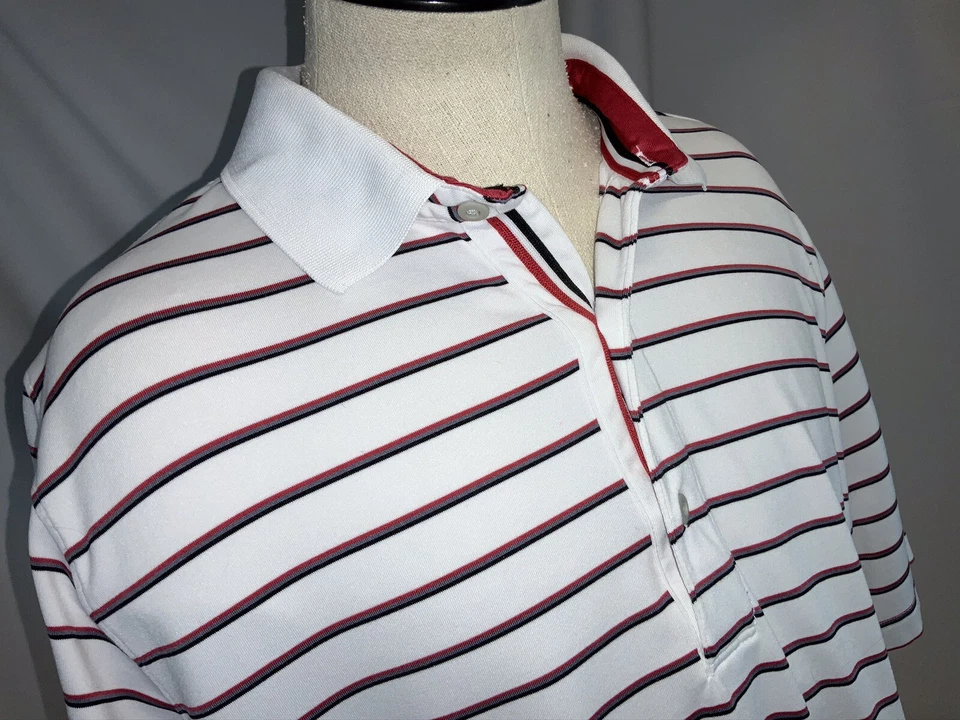 Polo de golf Zero Restriction Tour Series M blanco rojo azul a rayas YGI J0-330 Foto 3 de 4