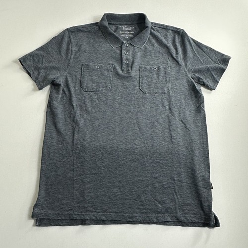 Lucky Brand Venice Burnout Polo Shirt Short Sleeve Mens Size Large Gray Pockets