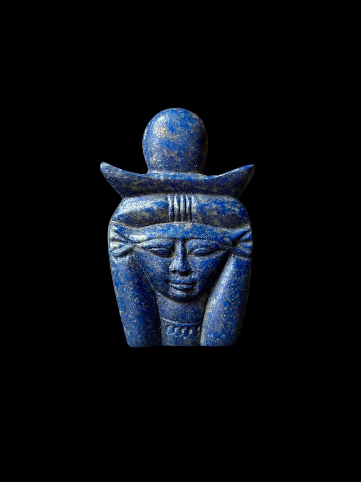 Goddess Hathor Pendant from Pure Lapis Lazuli Stone , Rare Antique Jewlery