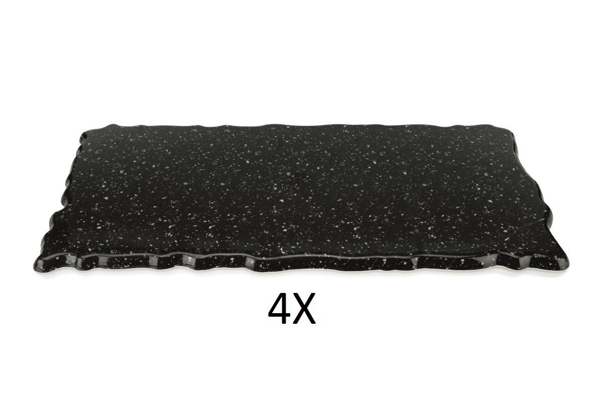 4X Buffetplatte, Material Melamin, Farbe schwarz, Maße 54,5 x 25,0 x 2,0 cm