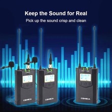 COMICA CVM-WM100 PLUS UHF Wireless Lavalier Microphone 2 Transmitter Receiver