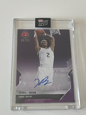 2022 Topps Now KENDALL BROWN Baylor BOWMAN NEXT Purple Autographed AUTO Pacers 