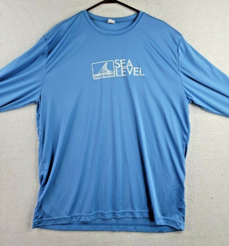 Sea Level Logo Blue Lightweight Polyester Long Sleeve Active T-shirt Mens 2XL
