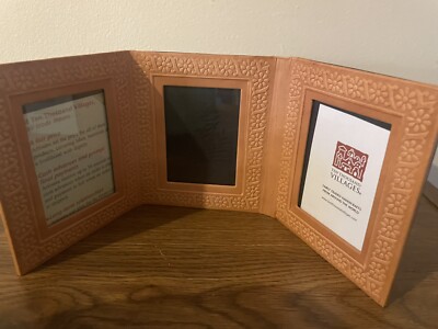 10 Thousand Villages Soft Leather Trifold Picture Frame Black & Camel